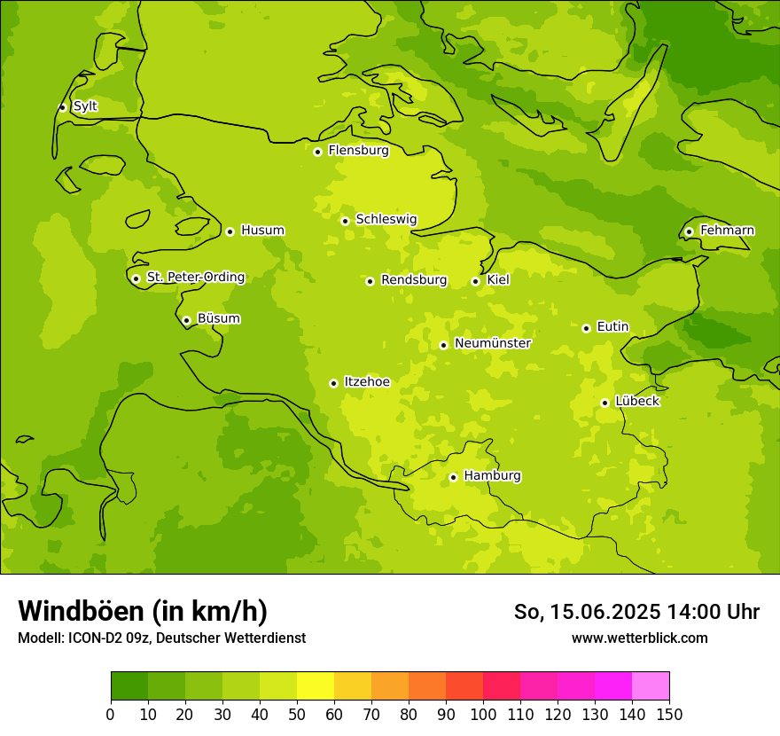 Modellkarten Windgeschwindigkeit