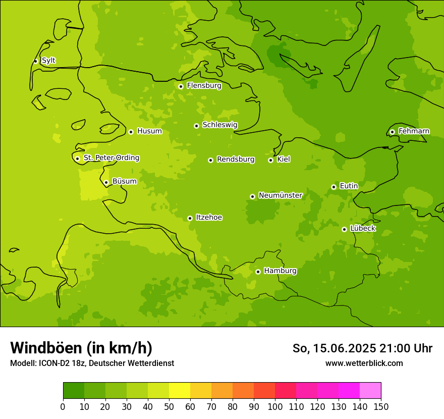 Modellkarten Windgeschwindigkeit
