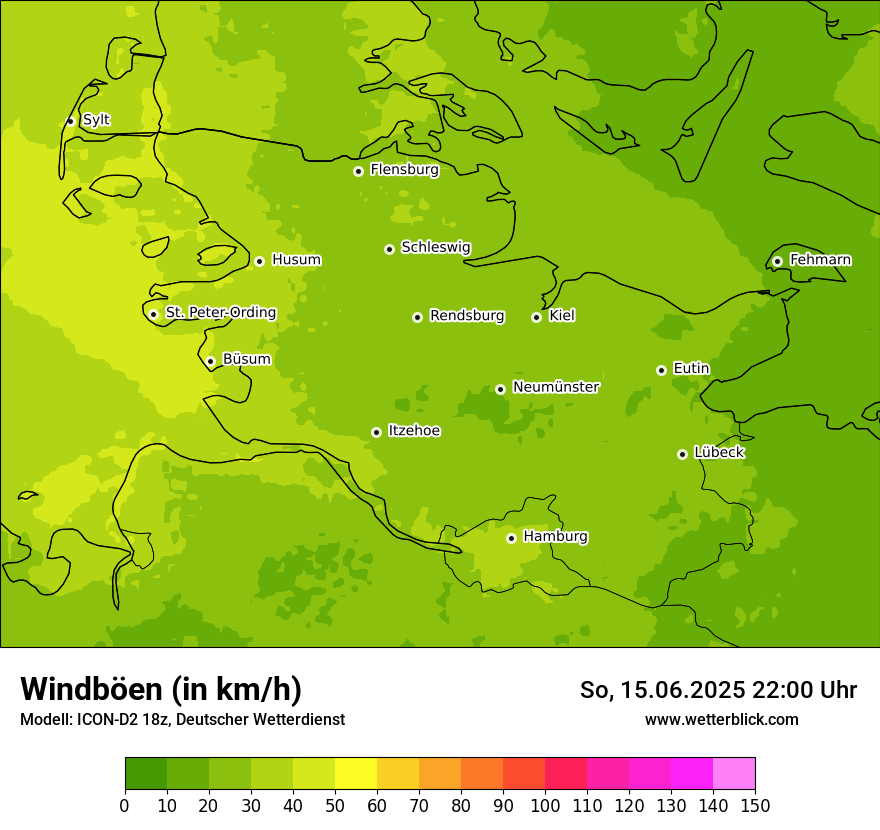 Modellkarten Windgeschwindigkeit