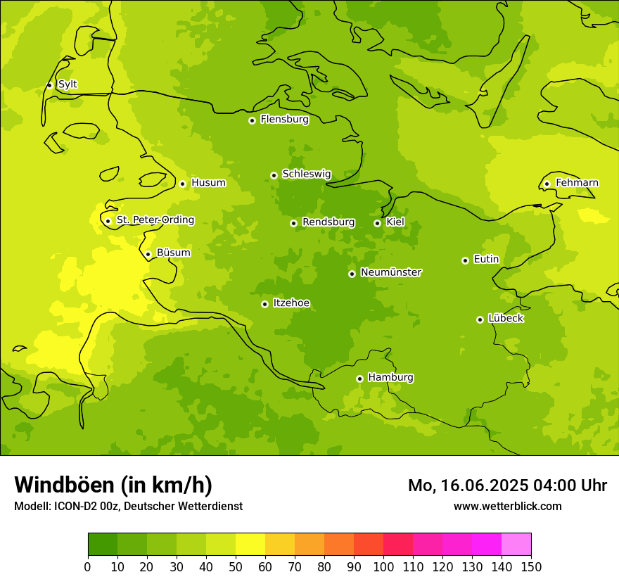 Modellkarten Windgeschwindigkeit