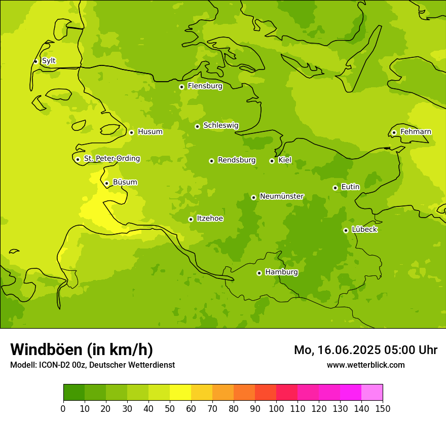Modellkarten Windgeschwindigkeit