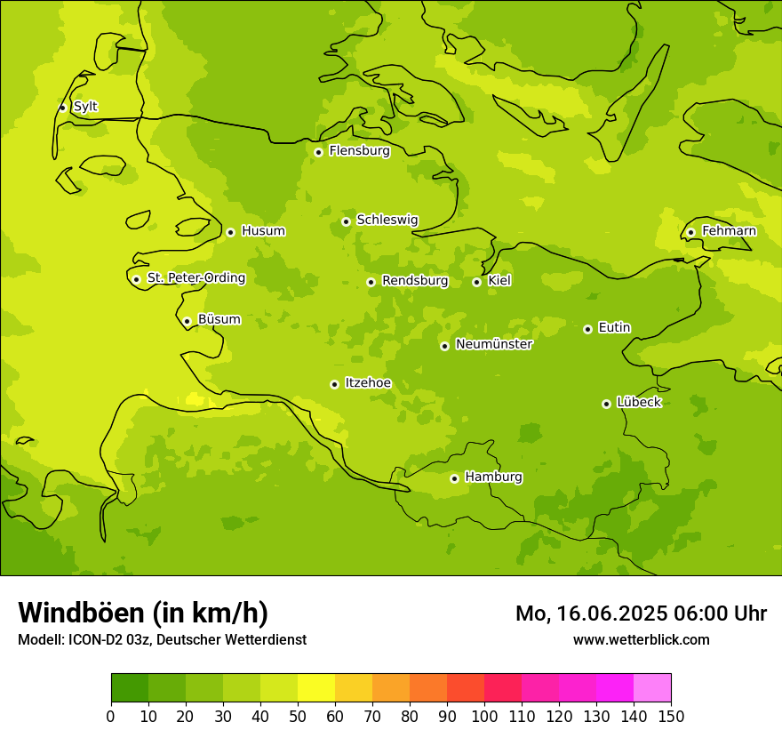 Modellkarten Windgeschwindigkeit