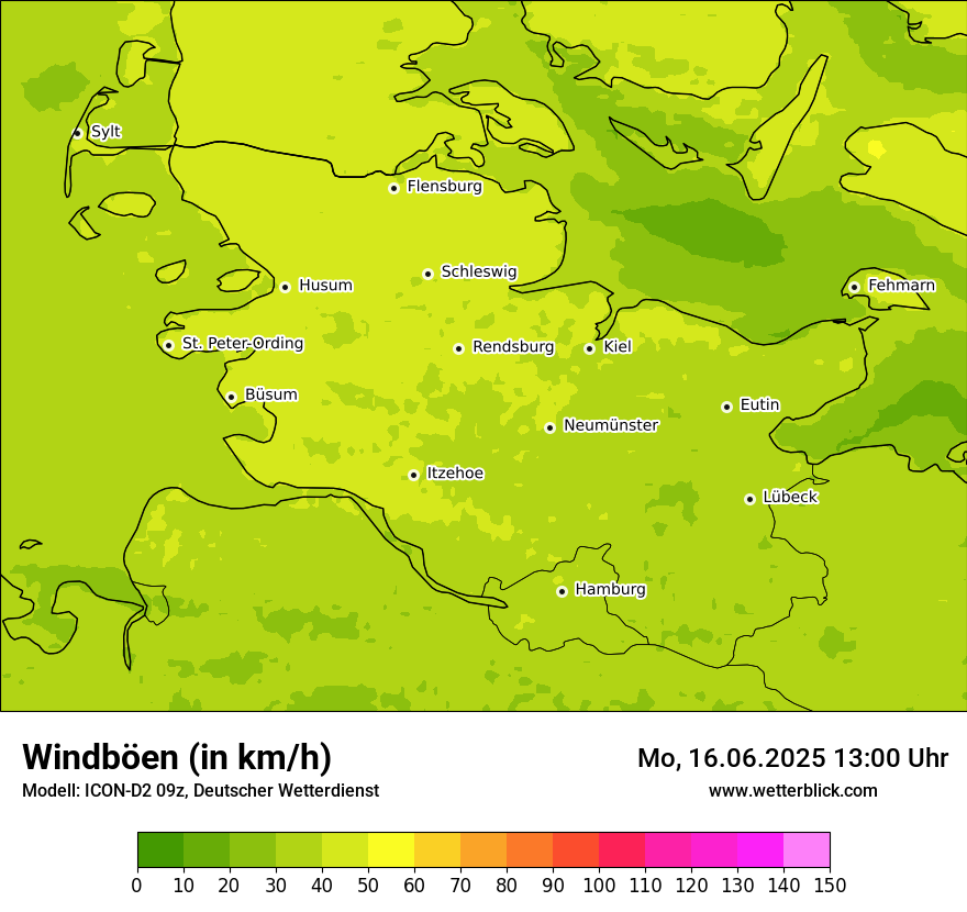 Modellkarten Windgeschwindigkeit