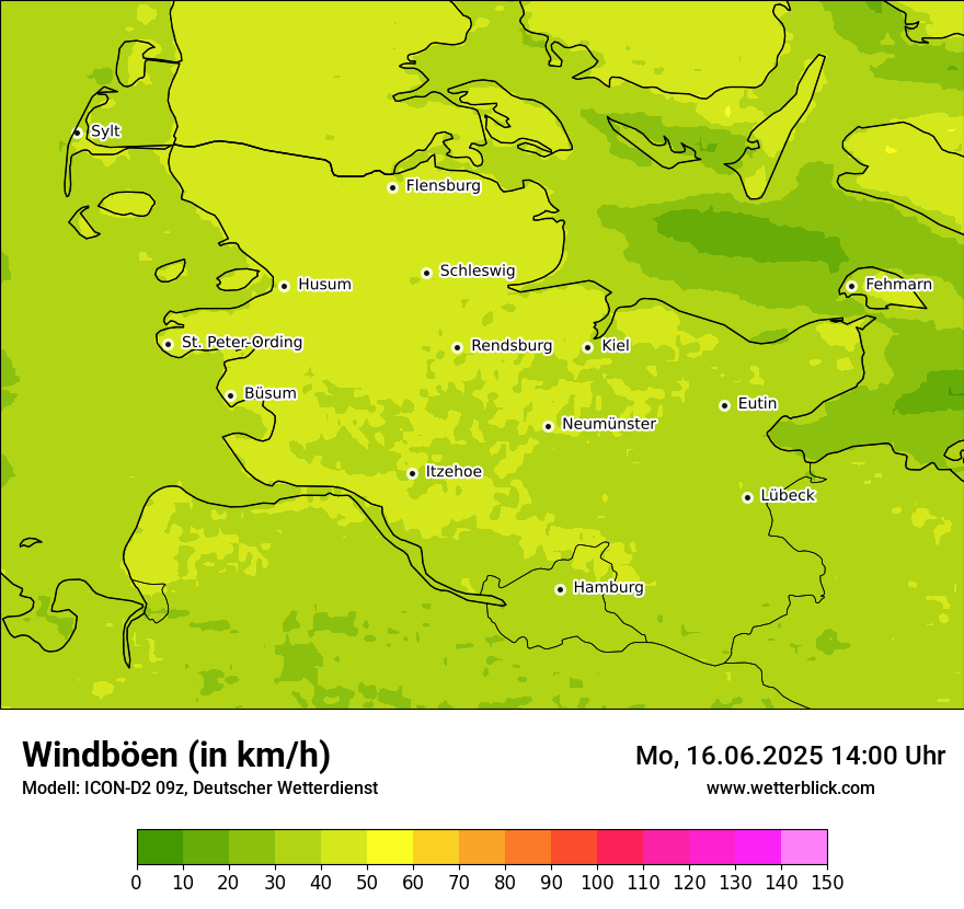 Modellkarten Windgeschwindigkeit