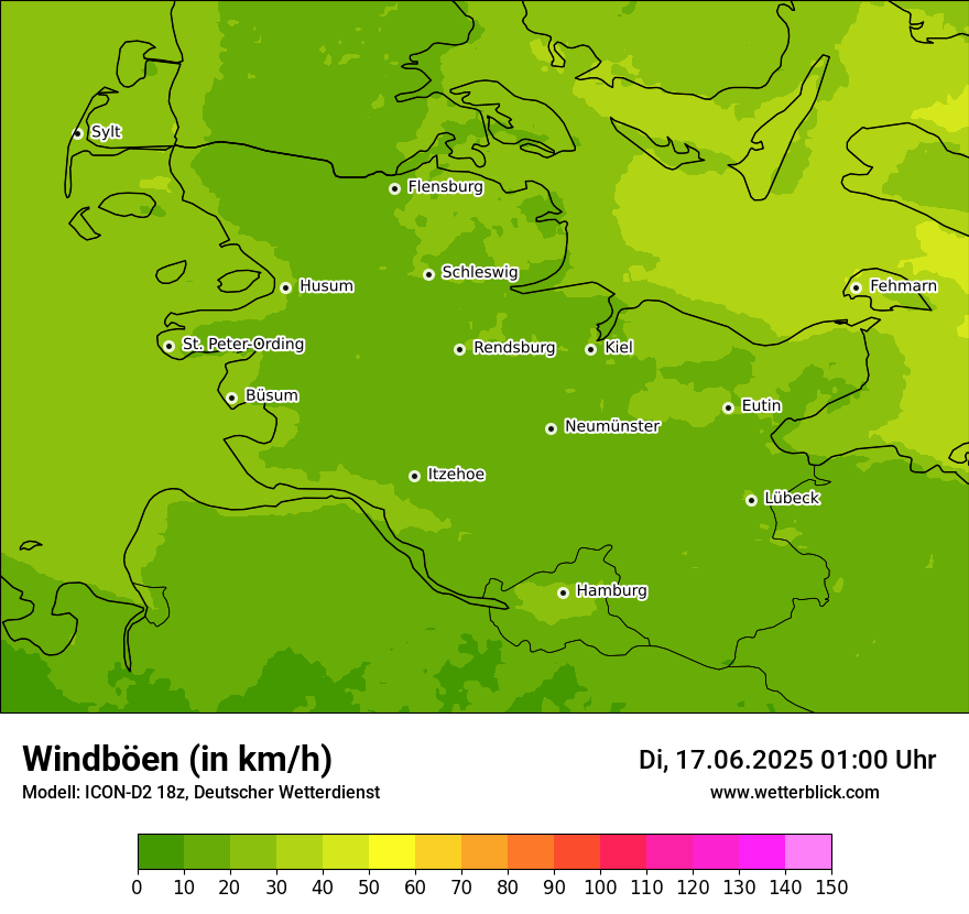 Modellkarten Windgeschwindigkeit