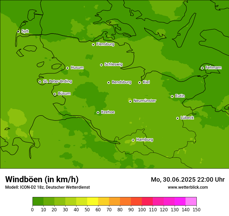 Modellkarten Windgeschwindigkeit