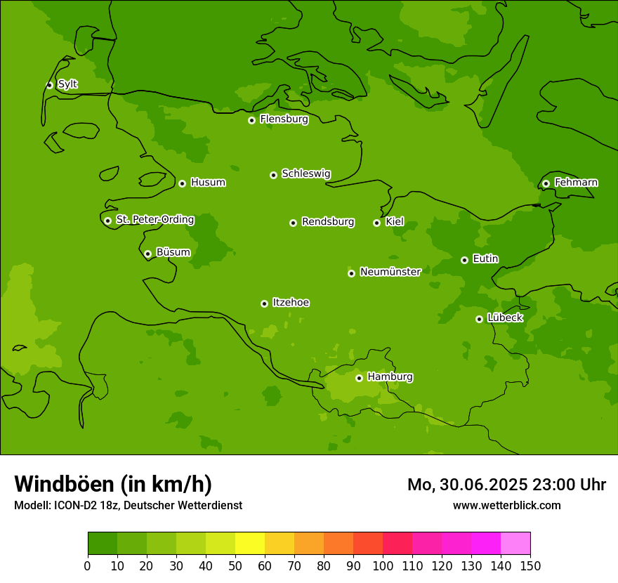 Modellkarten Windgeschwindigkeit