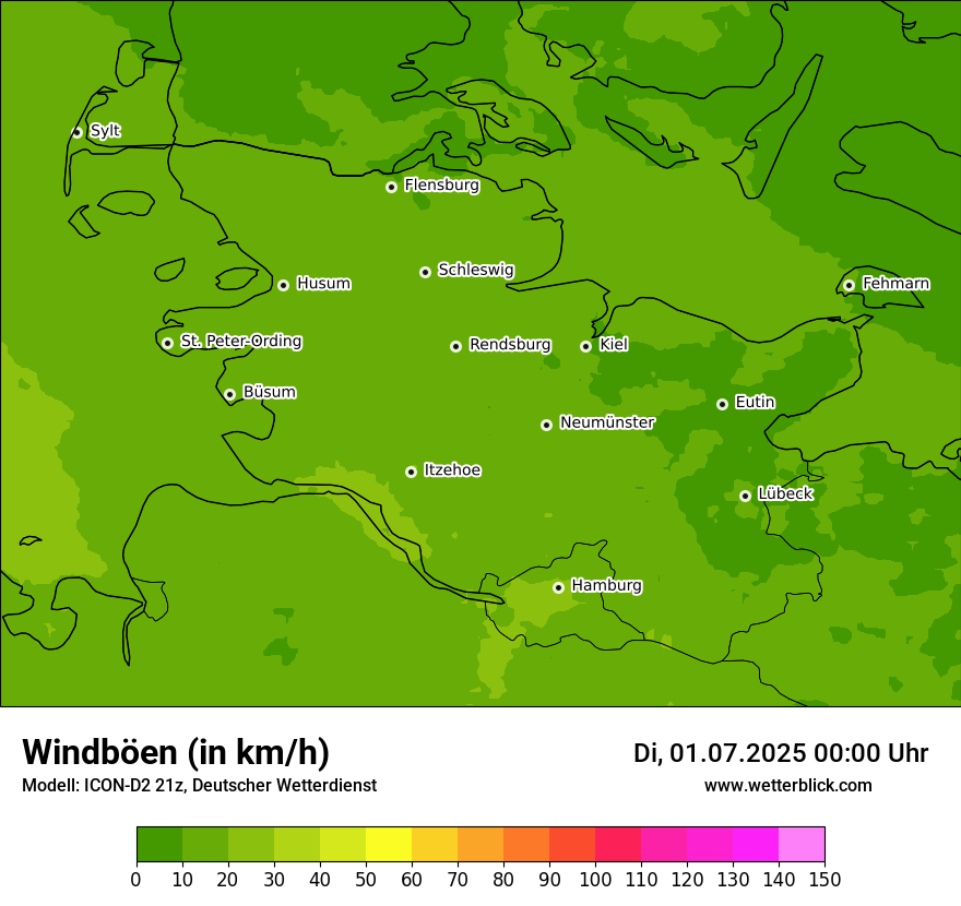 Modellkarten Windgeschwindigkeit