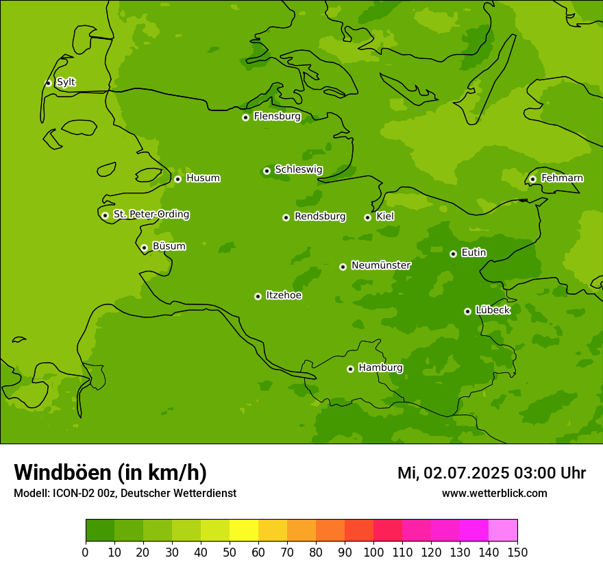 Modellkarten Windgeschwindigkeit