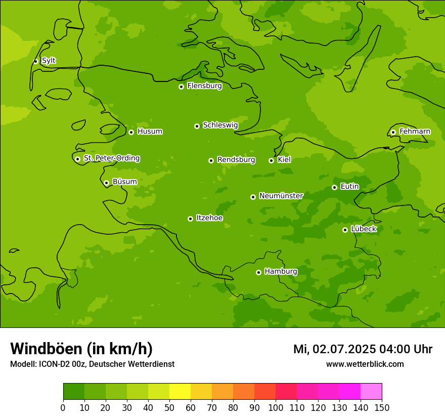 Modellkarten Windgeschwindigkeit