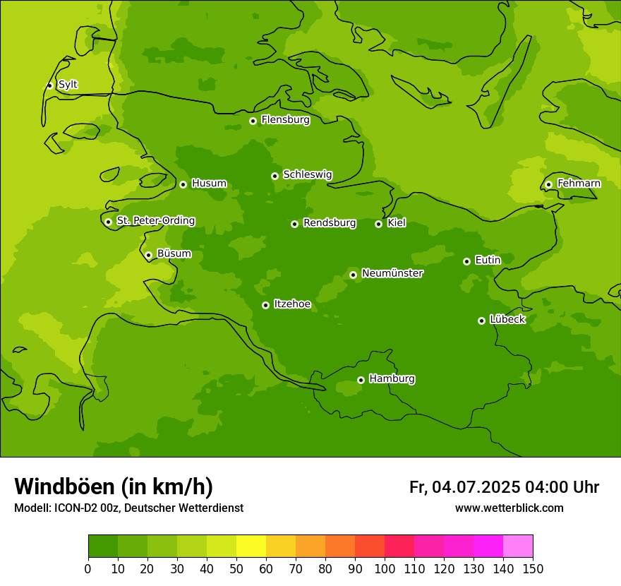 Modellkarten Windgeschwindigkeit
