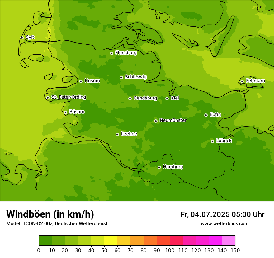 Modellkarten Windgeschwindigkeit