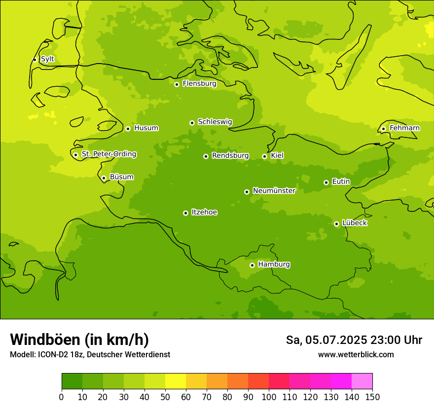Modellkarten Windgeschwindigkeit