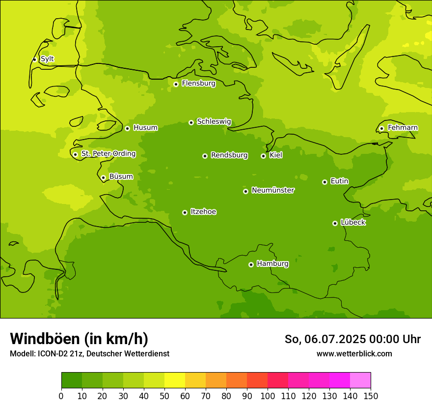 Modellkarten Windgeschwindigkeit
