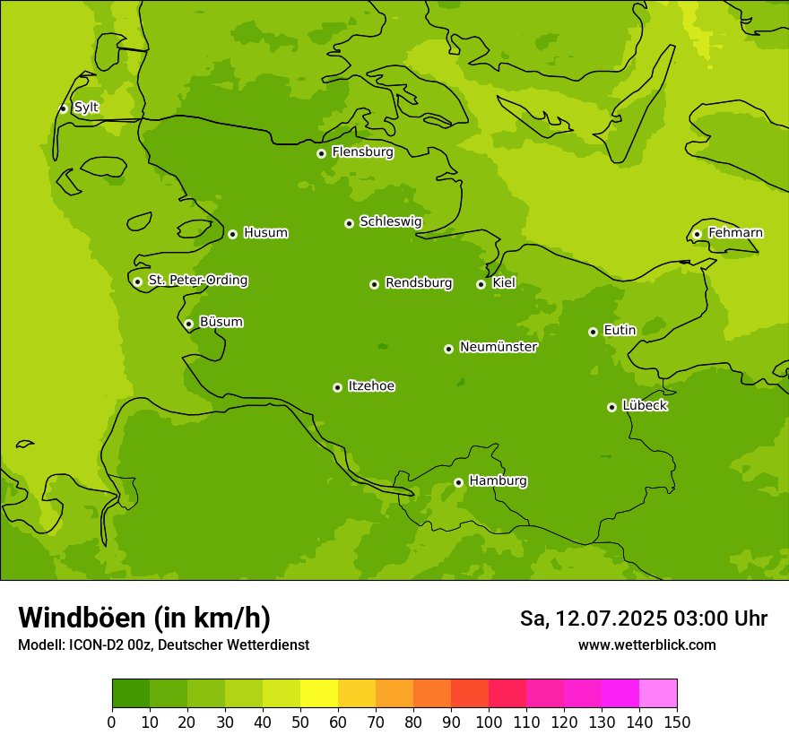 Modellkarten Windgeschwindigkeit