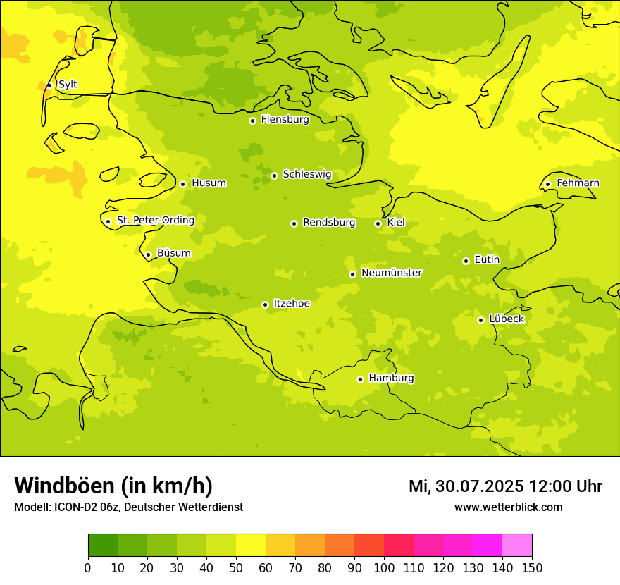 Modellkarten Windgeschwindigkeit