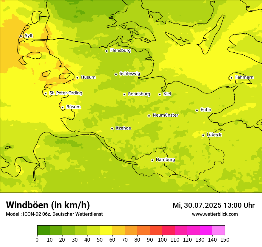 Modellkarten Windgeschwindigkeit
