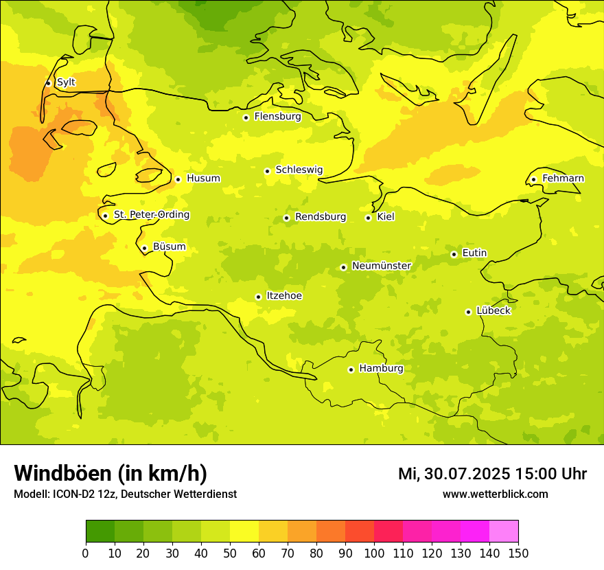 Modellkarten Windgeschwindigkeit