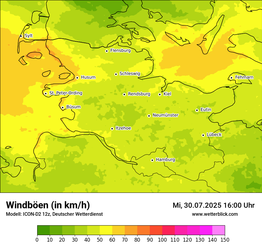 Modellkarten Windgeschwindigkeit