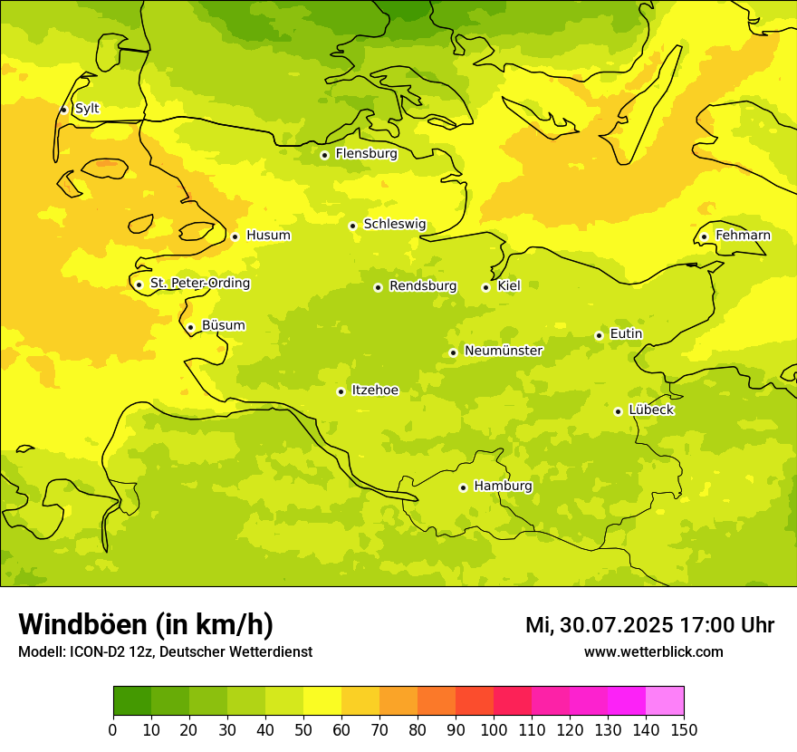 Modellkarten Windgeschwindigkeit