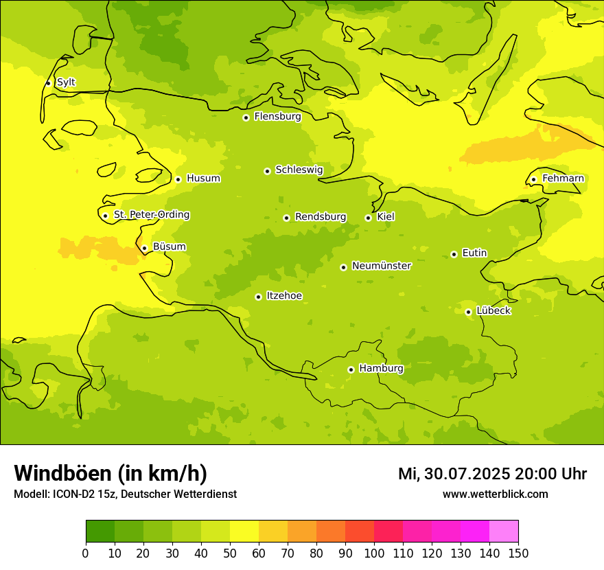 Modellkarten Windgeschwindigkeit