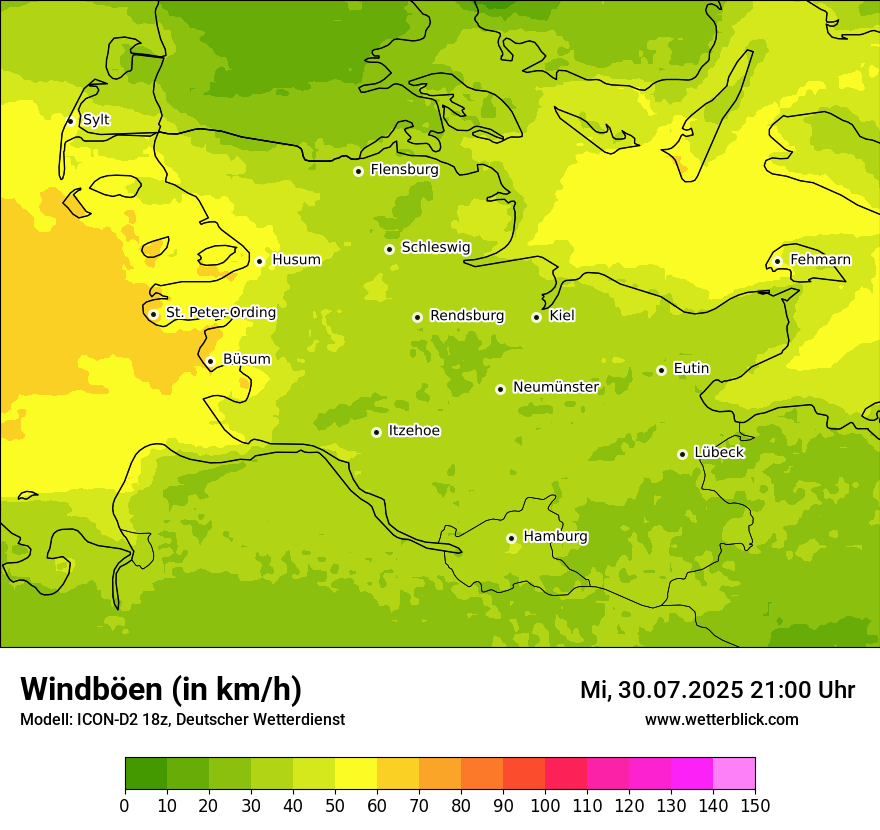 Modellkarten Windgeschwindigkeit