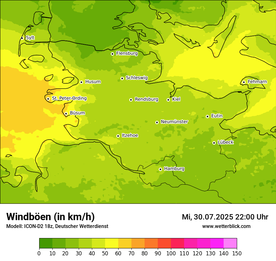 Modellkarten Windgeschwindigkeit