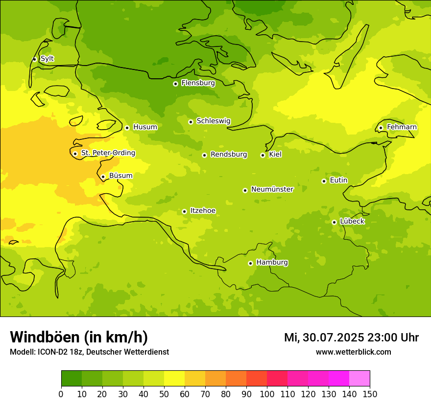 Modellkarten Windgeschwindigkeit