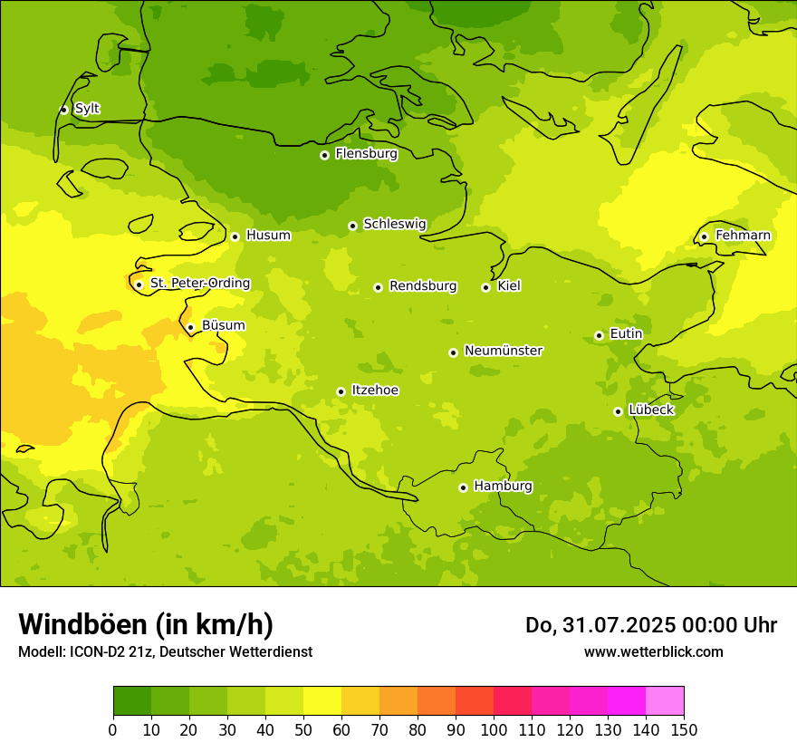 Modellkarten Windgeschwindigkeit