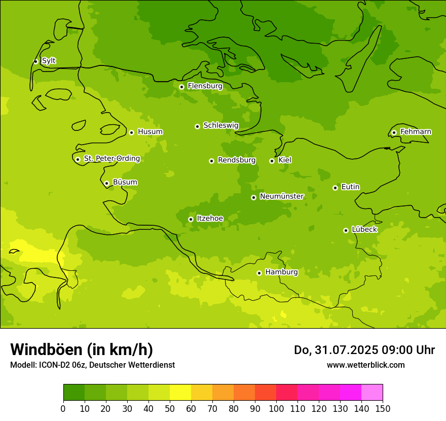 Modellkarten Windgeschwindigkeit