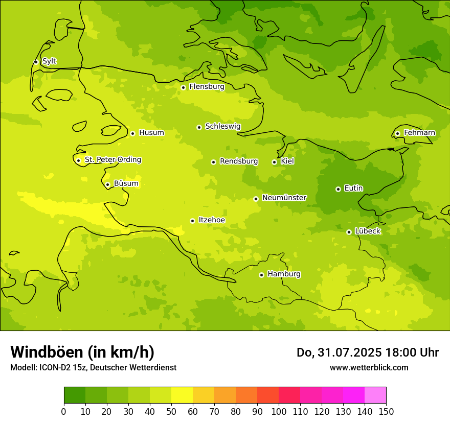Modellkarten Windgeschwindigkeit