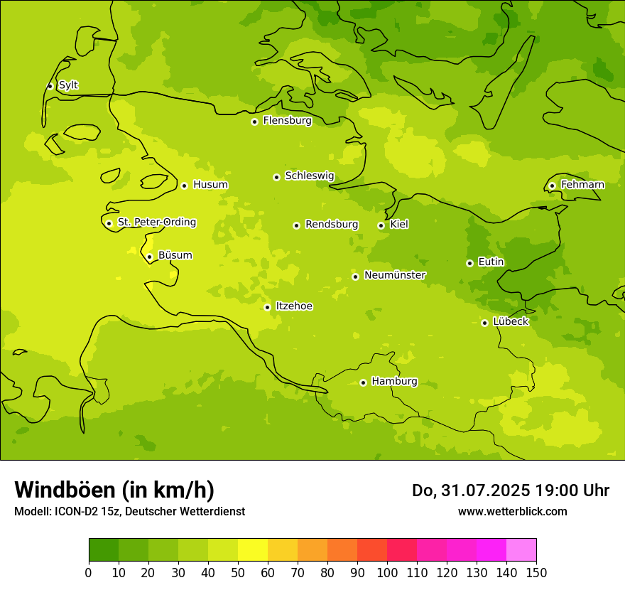 Modellkarten Windgeschwindigkeit
