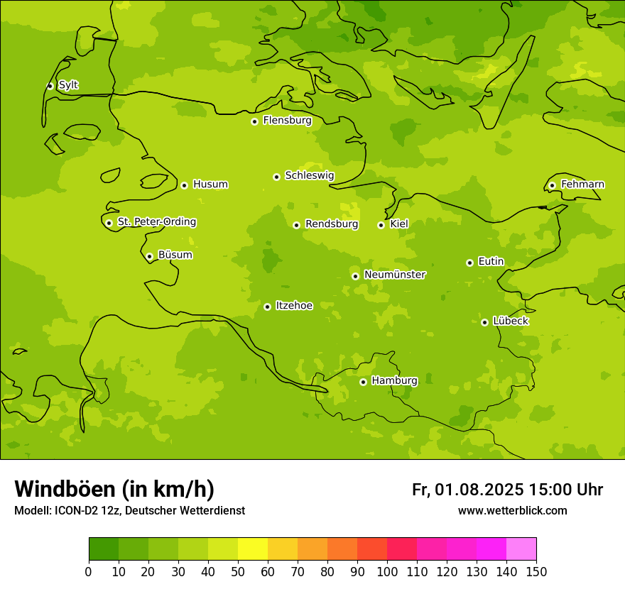 Modellkarten Windgeschwindigkeit