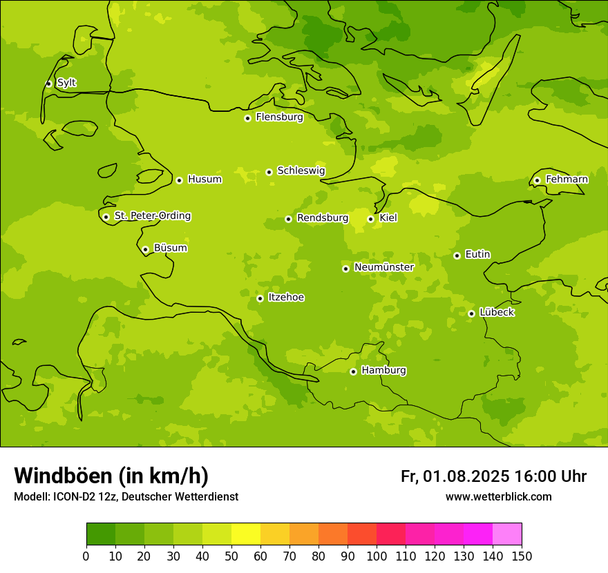 Modellkarten Windgeschwindigkeit