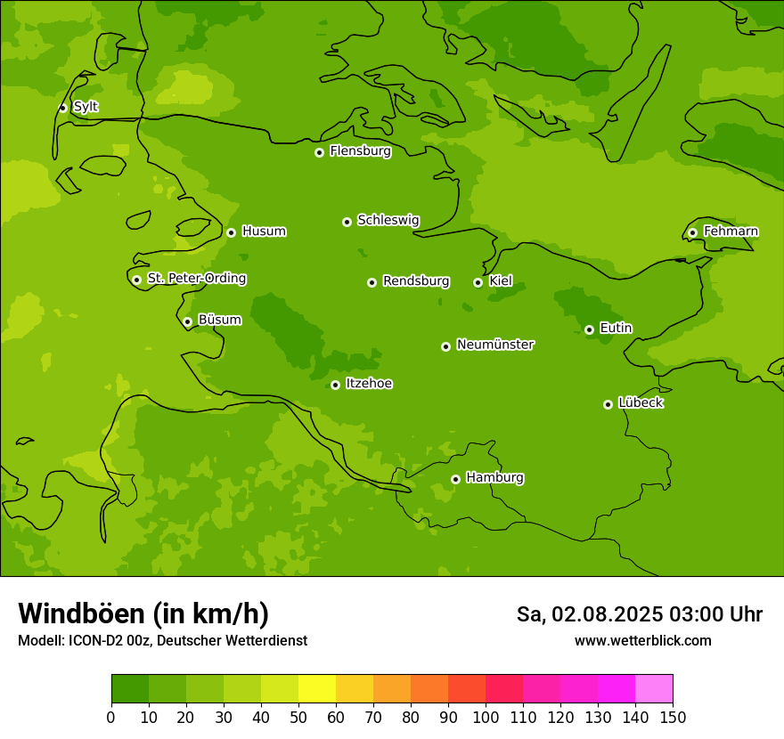 Modellkarten Windgeschwindigkeit