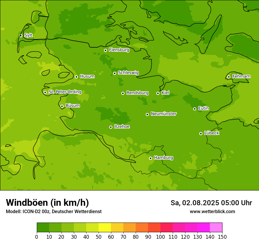 Modellkarten Windgeschwindigkeit