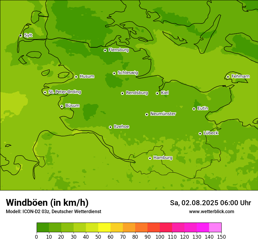 Modellkarten Windgeschwindigkeit