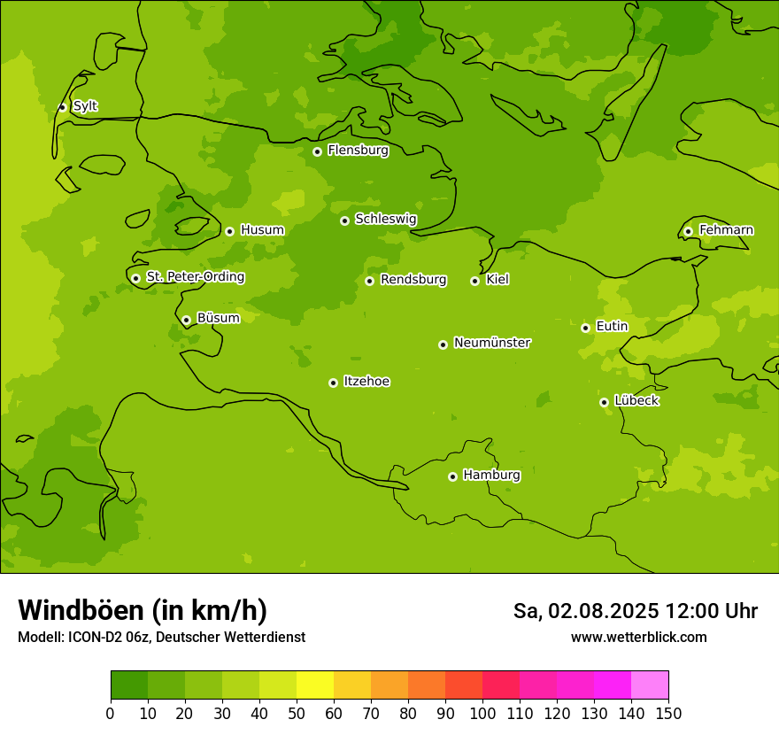 Modellkarten Windgeschwindigkeit