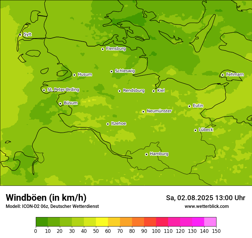 Modellkarten Windgeschwindigkeit
