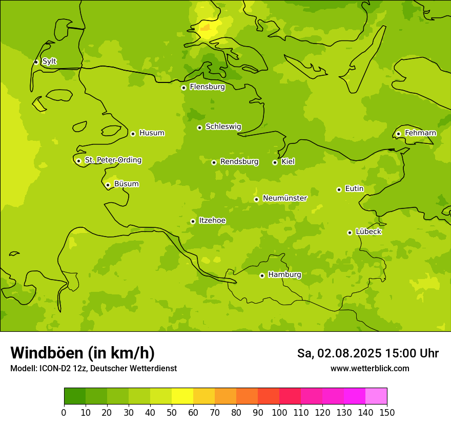 Modellkarten Windgeschwindigkeit