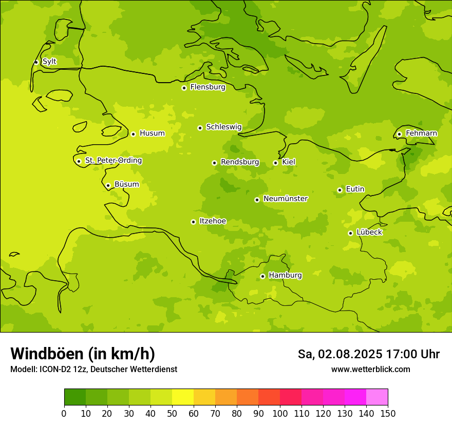 Modellkarten Windgeschwindigkeit