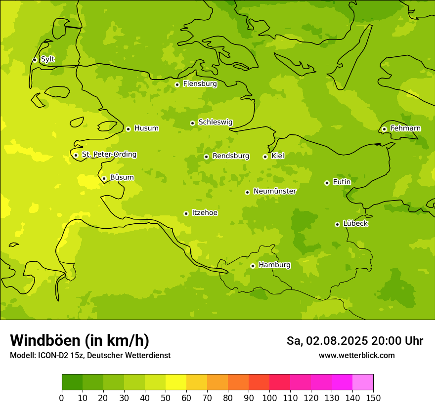 Modellkarten Windgeschwindigkeit