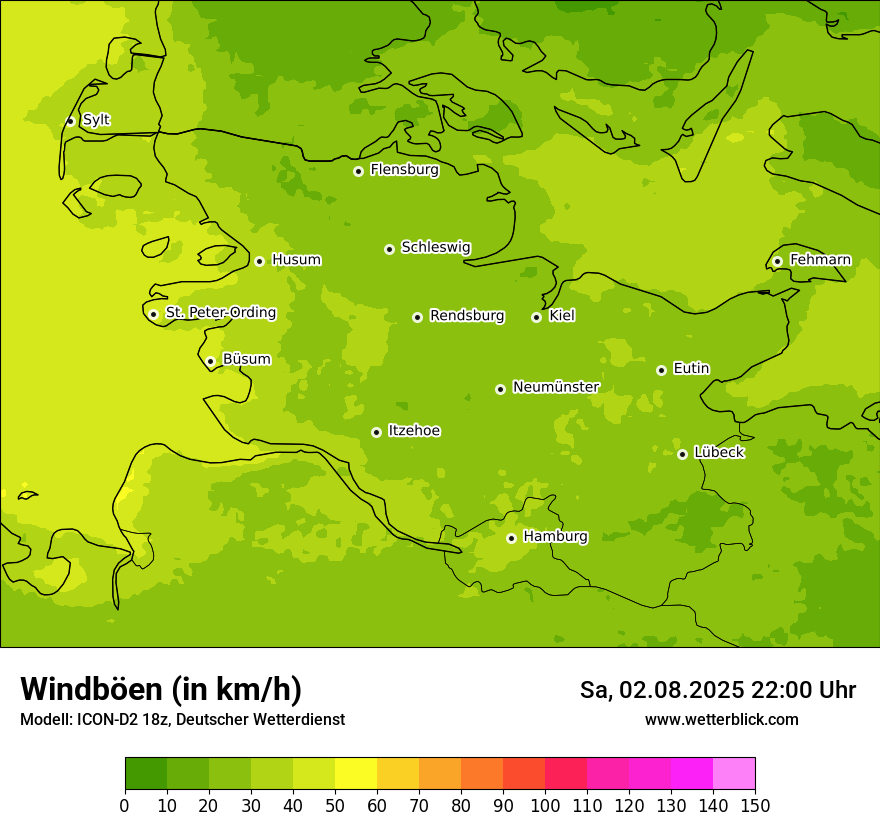 Modellkarten Windgeschwindigkeit