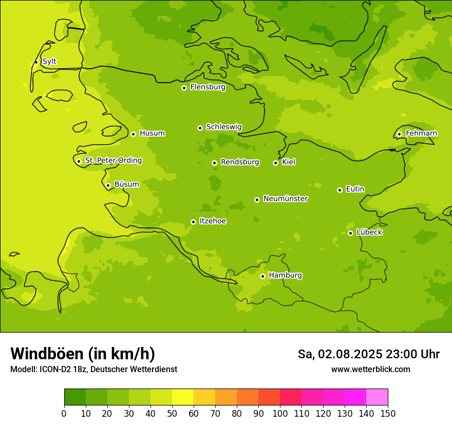 Modellkarten Windgeschwindigkeit