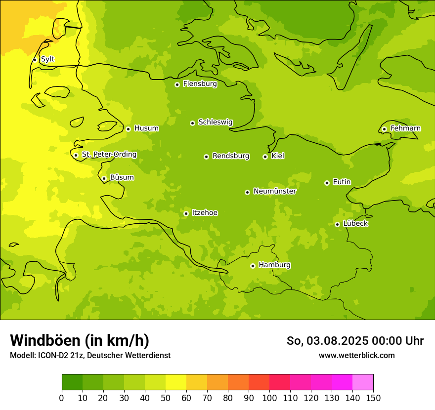 Modellkarten Windgeschwindigkeit