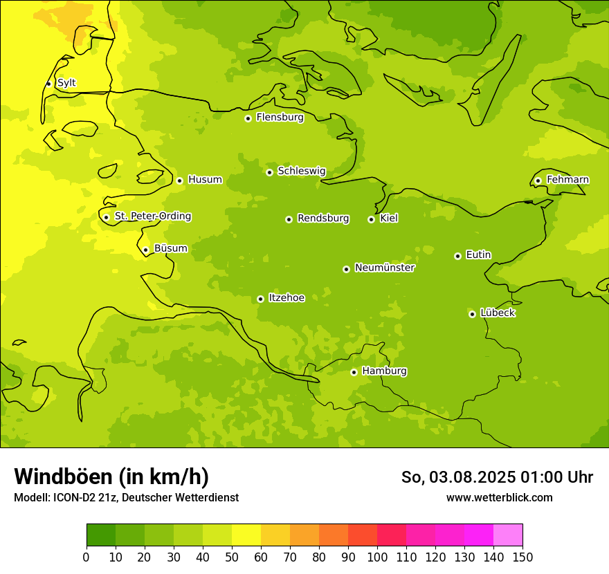Modellkarten Windgeschwindigkeit