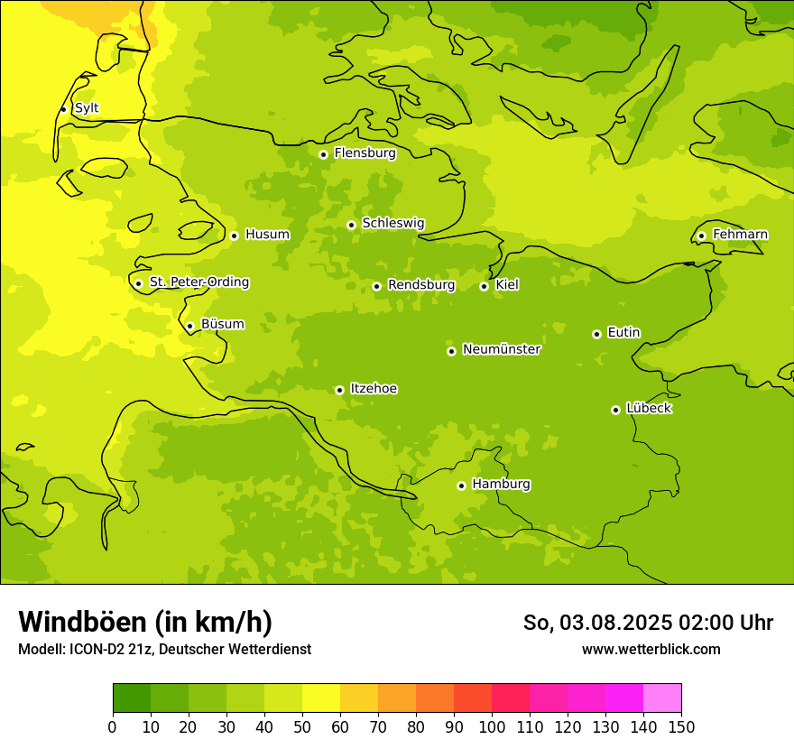 Modellkarten Windgeschwindigkeit