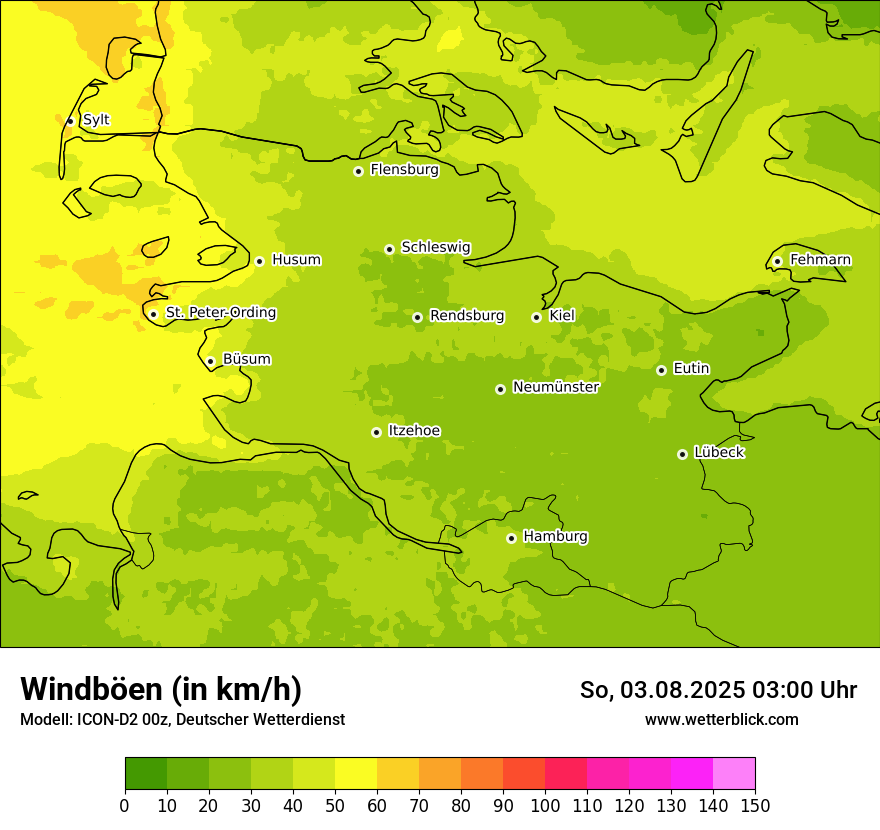 Modellkarten Windgeschwindigkeit