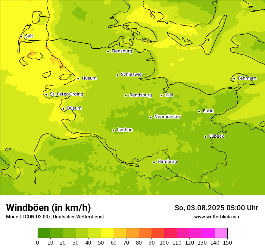 Modellkarten Windgeschwindigkeit