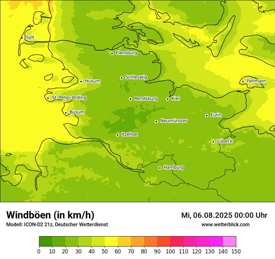 Modellkarten Windgeschwindigkeit